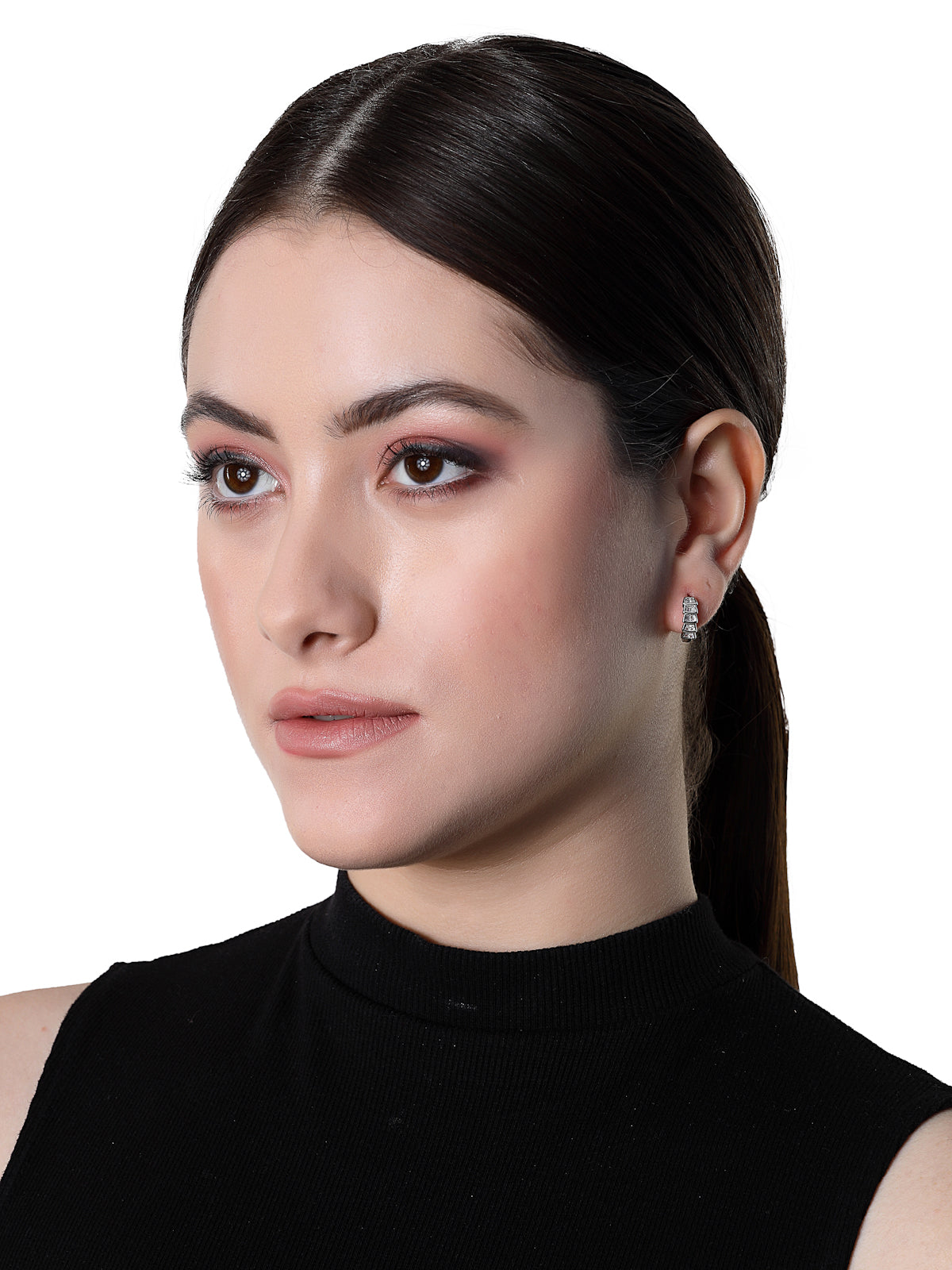 Pissara by Sukkhi Eye-Catchy 925 Sterling Silver Round Shaped Cubic Zirconia Hoop Earrings For Women & Girls|with Authenticity Certificate, 925 Stamp & 6 Months Warranty E105095