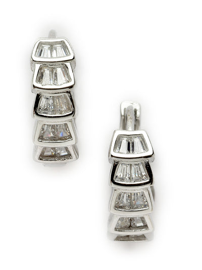 Pissara by Sukkhi Eye-Catchy 925 Sterling Silver Round Shaped Cubic Zirconia Hoop Earrings For Women & Girls|with Authenticity Certificate, 925 Stamp & 6 Months Warranty E105095