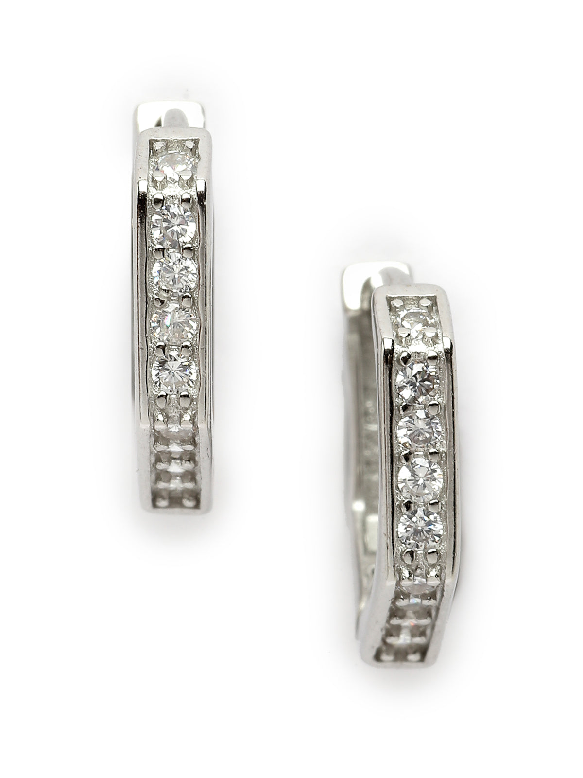 Pissara by Sukkhi Sparking 925 Sterling Silver Pentagon Shaped Cubic Zirconia Hoop Earrings For Women & Girls|with Authenticity Certificate, 925 Stamp & 6 Months Warranty E105097