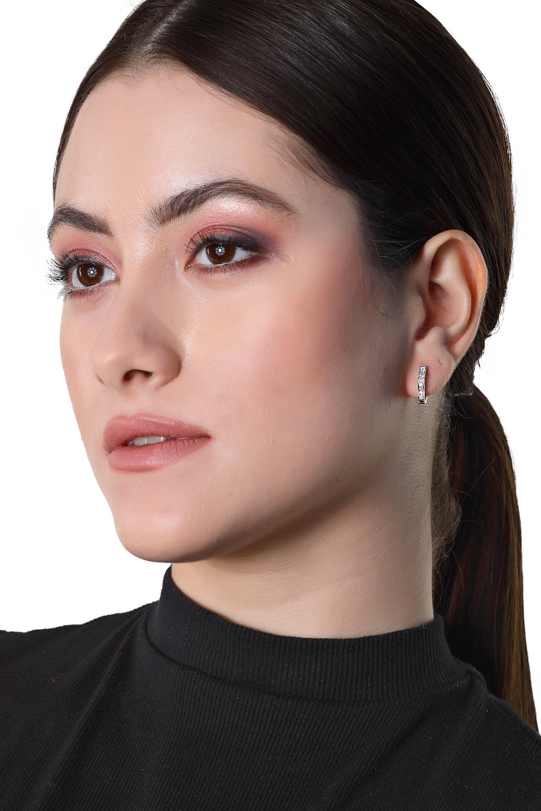 Pissara by Sukkhi Awesome 925 Sterling Silver Floral Shaped Cubic Zirconia Hoop Earrings For Women & Girls|with Authenticity Certificate, 925 Stamp & 6 Months Warranty E105099