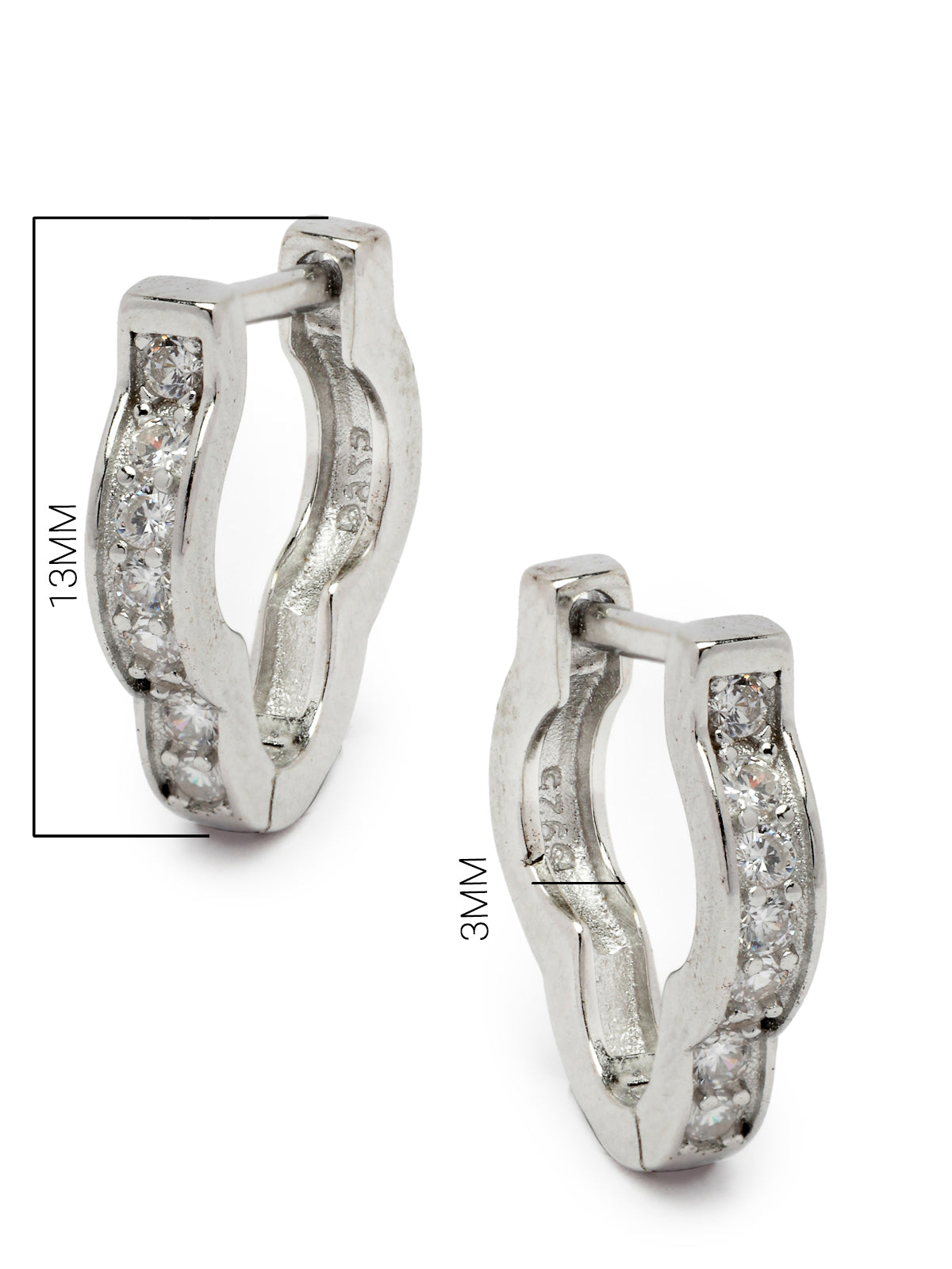 Pissara by Sukkhi Awesome 925 Sterling Silver Floral Shaped Cubic Zirconia Hoop Earrings For Women & Girls|with Authenticity Certificate, 925 Stamp & 6 Months Warranty E105099