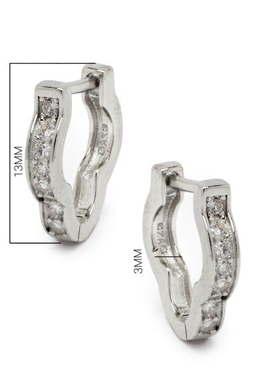 Pissara by Sukkhi Awesome 925 Sterling Silver Floral Shaped Cubic Zirconia Hoop Earrings For Women & Girls|with Authenticity Certificate, 925 Stamp & 6 Months Warranty E105099