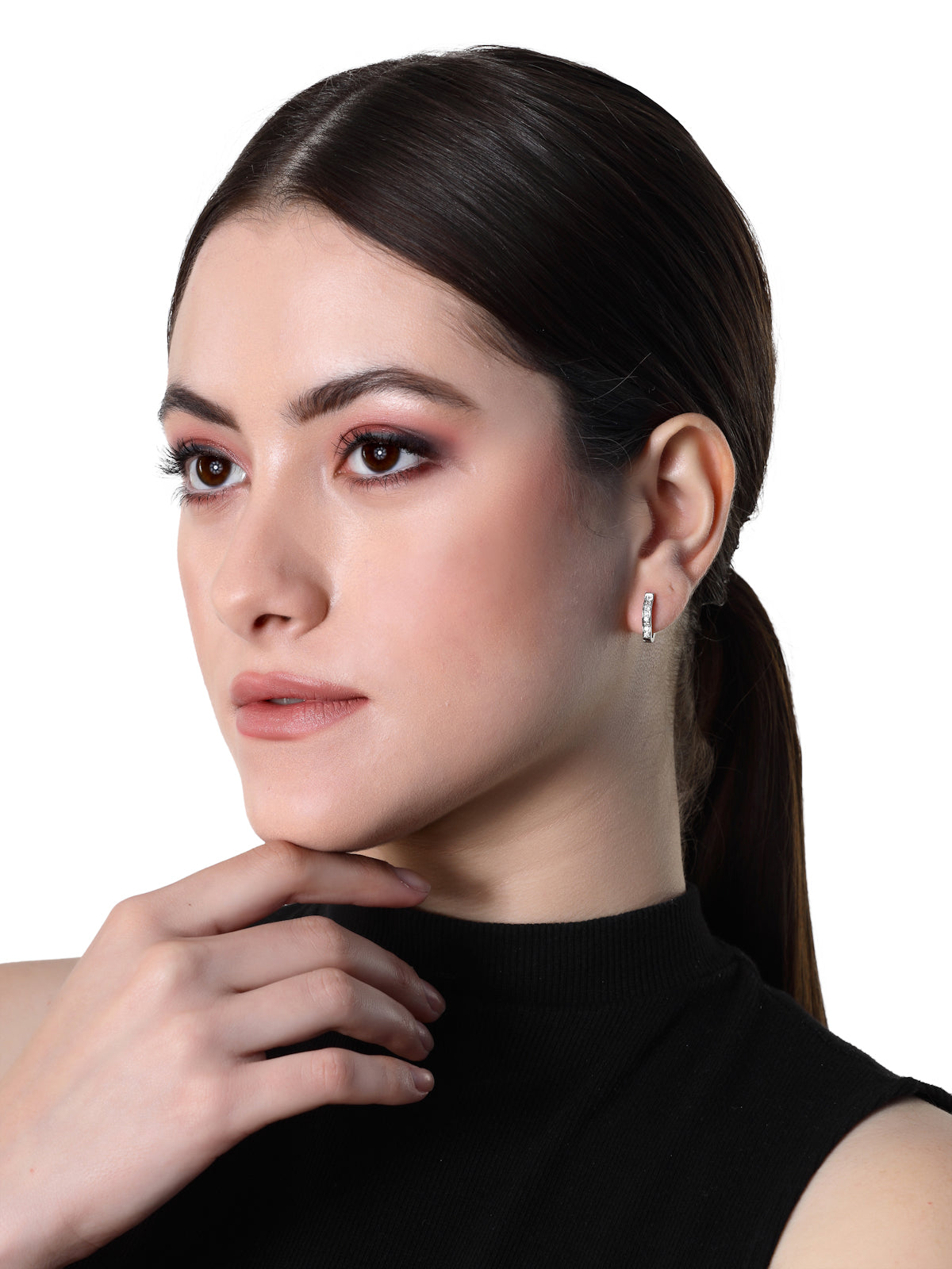 Pissara by Sukkhi Awesome 925 Sterling Silver Floral Shaped Cubic Zirconia Hoop Earrings For Women & Girls|with Authenticity Certificate, 925 Stamp & 6 Months Warranty E105099