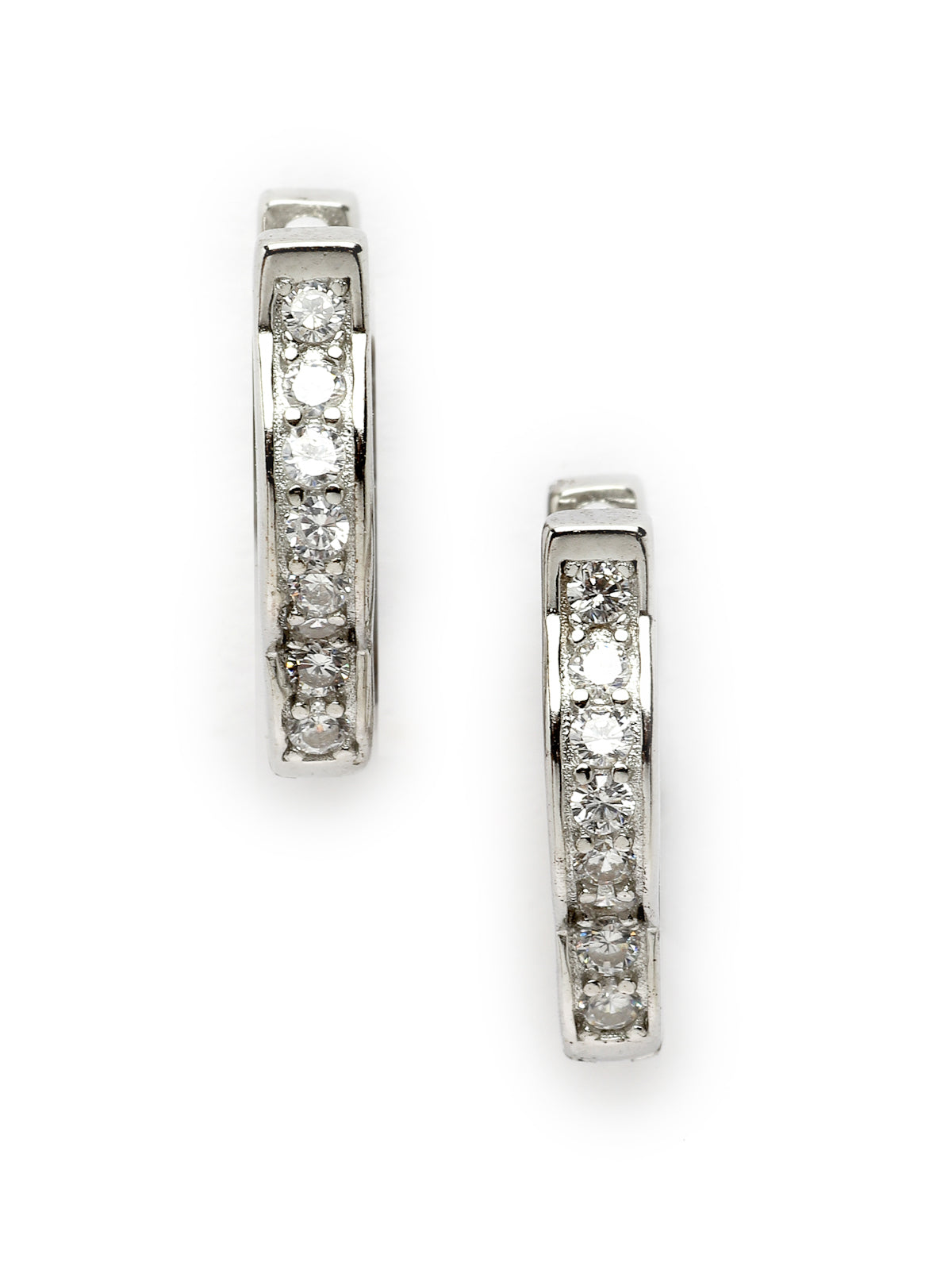 Pissara by Sukkhi Awesome 925 Sterling Silver Floral Shaped Cubic Zirconia Hoop Earrings For Women & Girls|with Authenticity Certificate, 925 Stamp & 6 Months Warranty E105099