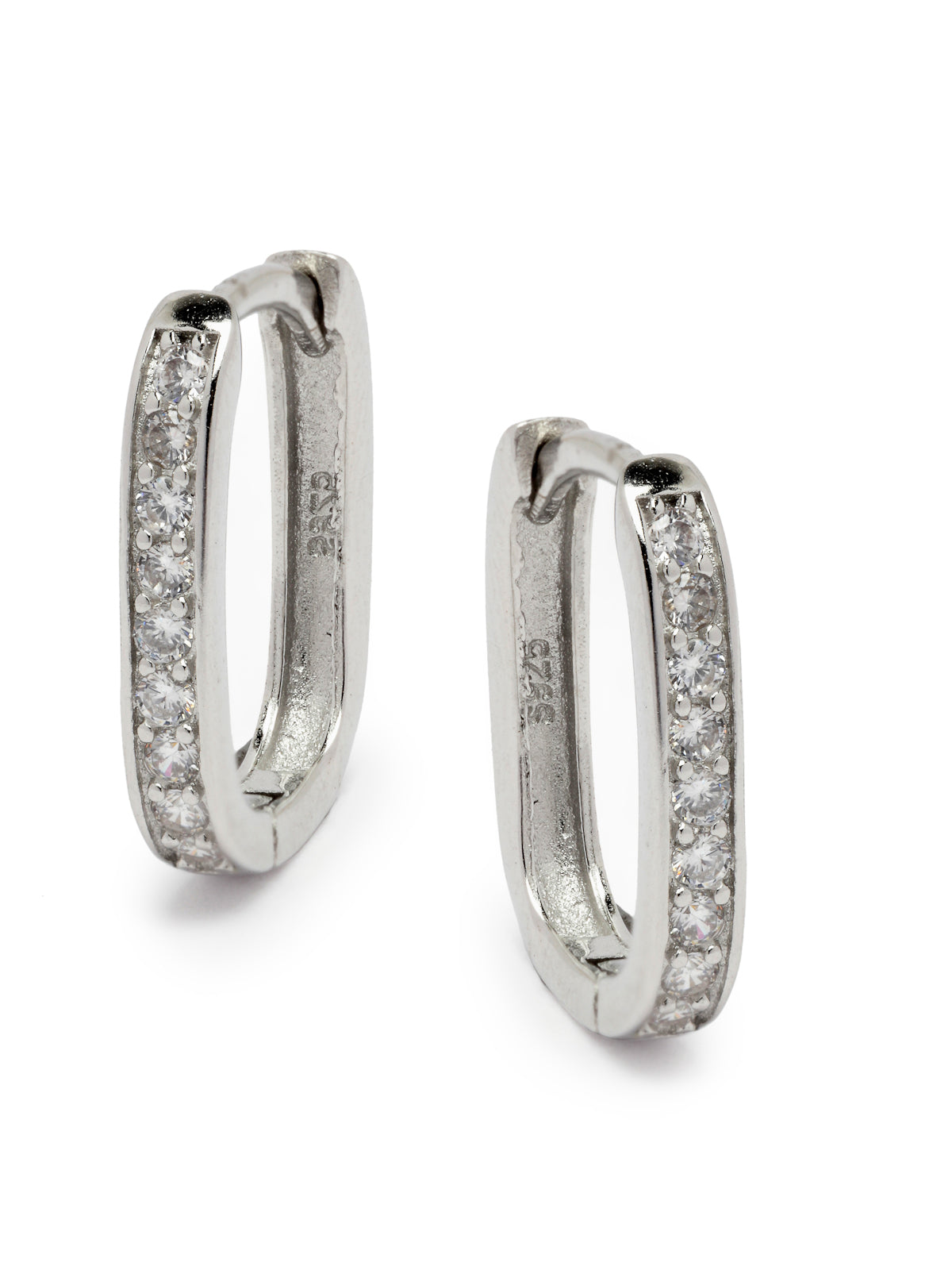 Pissara by Sukkhi Dazzling 925 Sterling Silver  Cubic Zirconia Hoop Earrings For Women & Girls|with Authenticity Certificate, 925 Stamp & 6 Months Warranty E105100