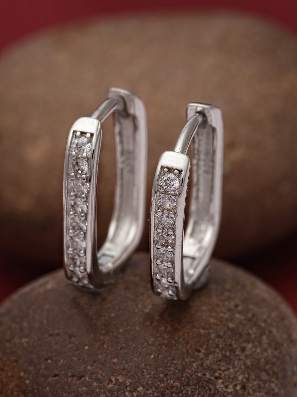 Pissara by Sukkhi Dazzling 925 Sterling Silver  Cubic Zirconia Hoop Earrings For Women & Girls|with Authenticity Certificate, 925 Stamp & 6 Months Warranty E105100