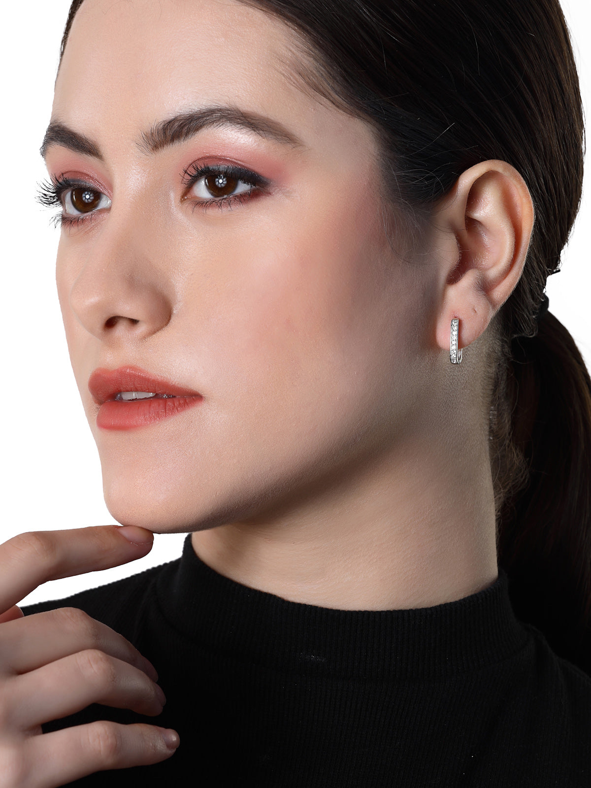 Pissara by Sukkhi Dazzling 925 Sterling Silver  Cubic Zirconia Hoop Earrings For Women & Girls|with Authenticity Certificate, 925 Stamp & 6 Months Warranty E105100