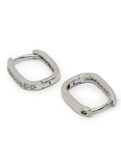 Pissara by Sukkhi Dazzling 925 Sterling Silver  Cubic Zirconia Hoop Earrings For Women & Girls|with Authenticity Certificate, 925 Stamp & 6 Months Warranty E105100