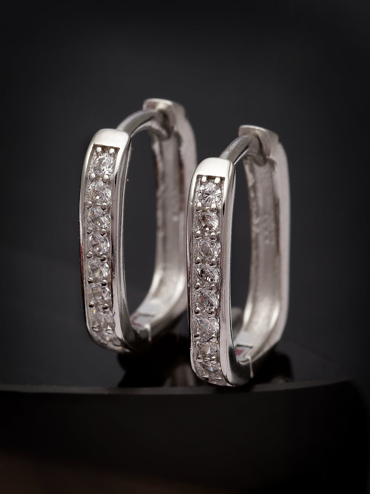 Pissara by Sukkhi Dazzling 925 Sterling Silver  Cubic Zirconia Hoop Earrings For Women & Girls|with Authenticity Certificate, 925 Stamp & 6 Months Warranty E105100