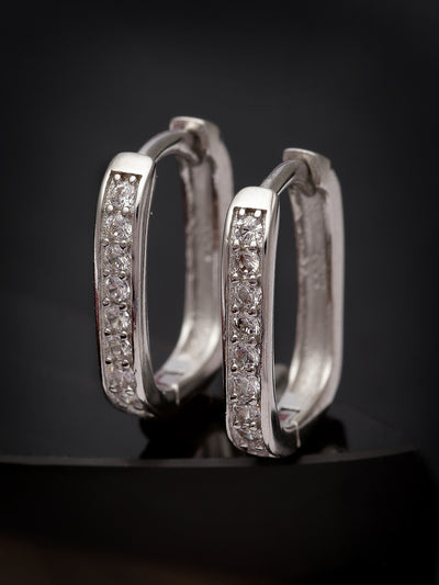Pissara by Sukkhi Dazzling 925 Sterling Silver  Cubic Zirconia Hoop Earrings For Women & Girls|with Authenticity Certificate, 925 Stamp & 6 Months Warranty E105100