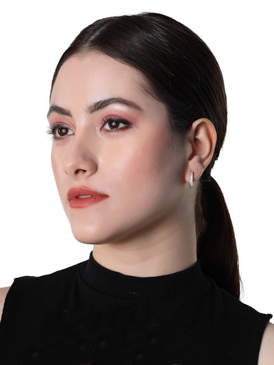 Pissara by Sukkhi Dazzling 925 Sterling Silver  Cubic Zirconia Hoop Earrings For Women & Girls|with Authenticity Certificate, 925 Stamp & 6 Months Warranty E105100