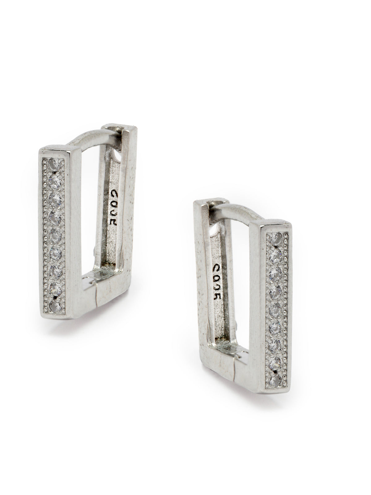 Pissara by Sukkhi Stunning 925 Sterling Silver Square Shaped Cubic Zirconia Hoop Earrings For Women & Girls|with Authenticity Certificate, 925 Stamp & 6 Months Warranty E105101