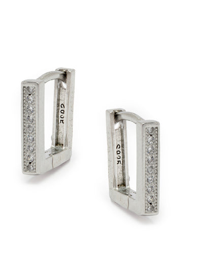 Pissara by Sukkhi Stunning 925 Sterling Silver Square Shaped Cubic Zirconia Hoop Earrings For Women & Girls|with Authenticity Certificate, 925 Stamp & 6 Months Warranty E105101