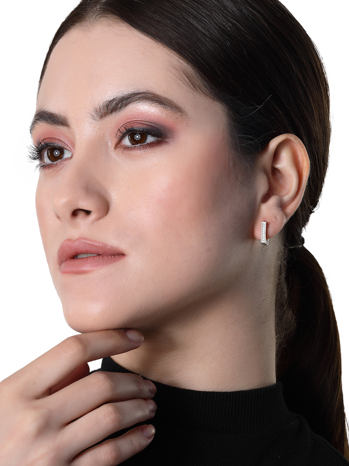 Pissara by Sukkhi Stunning 925 Sterling Silver Square Shaped Cubic Zirconia Hoop Earrings For Women & Girls|with Authenticity Certificate, 925 Stamp & 6 Months Warranty E105101