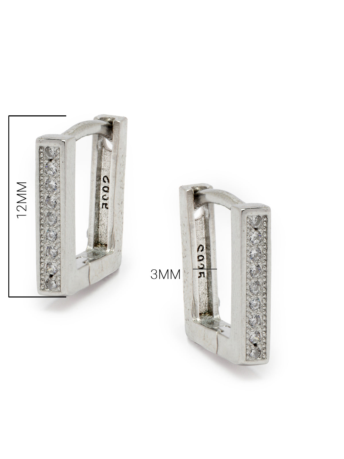 Pissara by Sukkhi Stunning 925 Sterling Silver Square Shaped Cubic Zirconia Hoop Earrings For Women & Girls|with Authenticity Certificate, 925 Stamp & 6 Months Warranty E105101