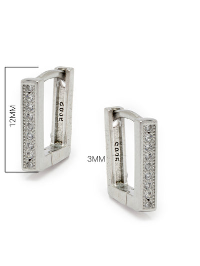 Pissara by Sukkhi Stunning 925 Sterling Silver Square Shaped Cubic Zirconia Hoop Earrings For Women & Girls|with Authenticity Certificate, 925 Stamp & 6 Months Warranty E105101
