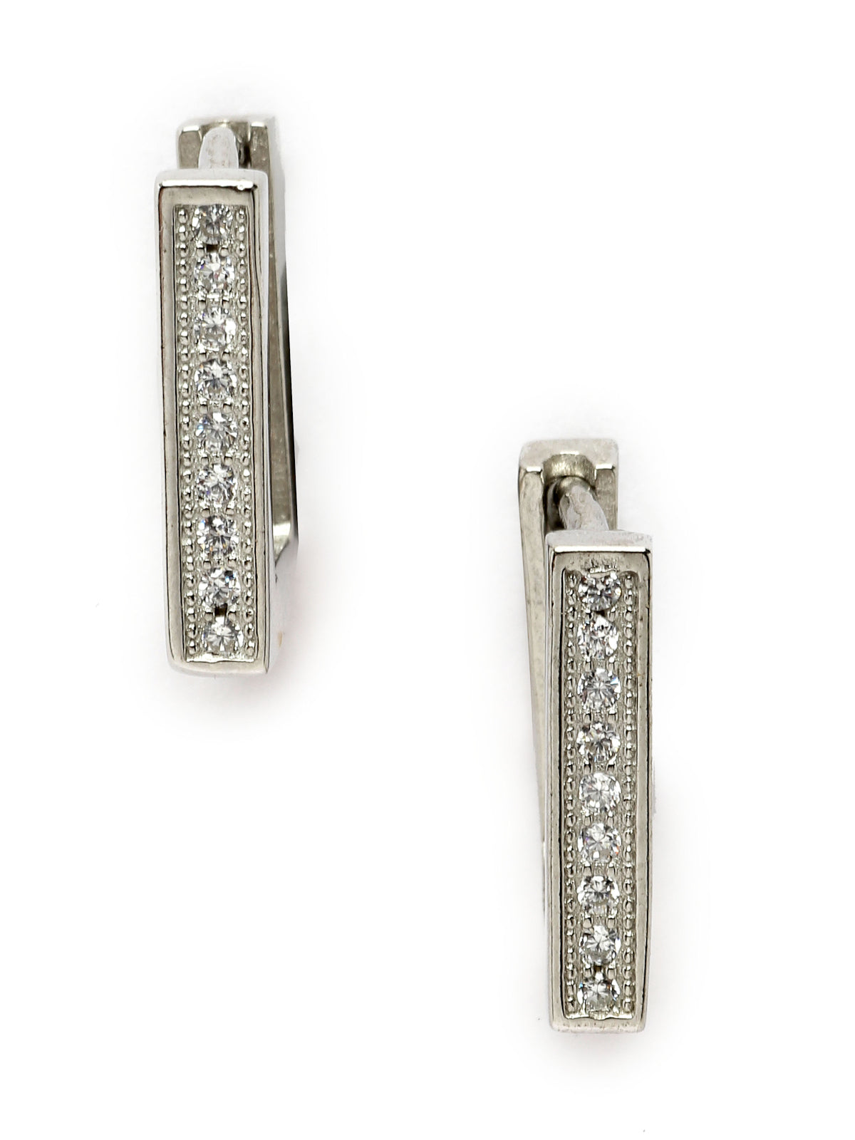 Pissara by Sukkhi Stunning 925 Sterling Silver Square Shaped Cubic Zirconia Hoop Earrings For Women & Girls|with Authenticity Certificate, 925 Stamp & 6 Months Warranty E105101