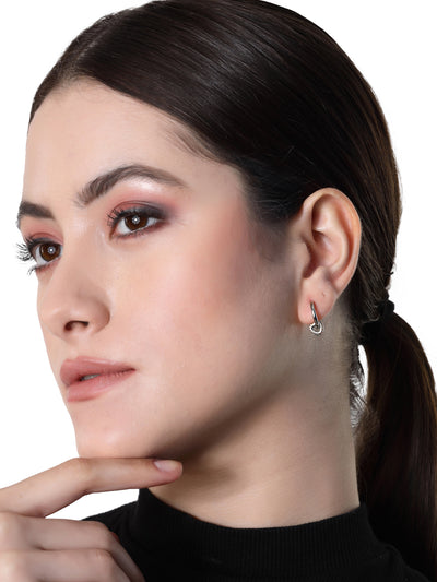 Pissara by Sukkhi Classy 925 Sterling Silver Round Shaped Cubic Zirconia Hoop Earrings For Women & Girls|with Authenticity Certificate, 925 Stamp & 6 Months Warranty E105102