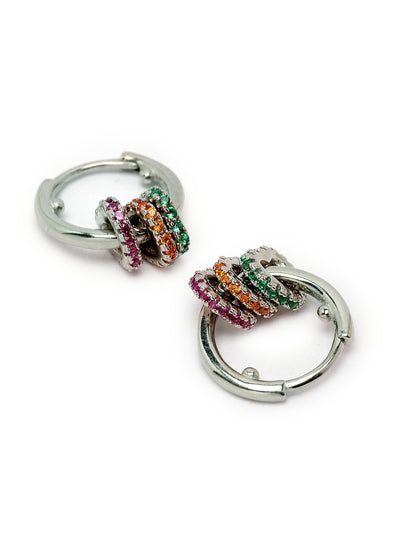 Pissara by Sukkhi Classy 925 Sterling Silver Round Shaped Cubic Zirconia Hoop Earrings For Women & Girls|with Authenticity Certificate, 925 Stamp & 6 Months Warranty E105102