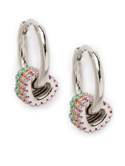 Pissara by Sukkhi Classy 925 Sterling Silver Round Shaped Cubic Zirconia Hoop Earrings For Women & Girls|with Authenticity Certificate, 925 Stamp & 6 Months Warranty E105102