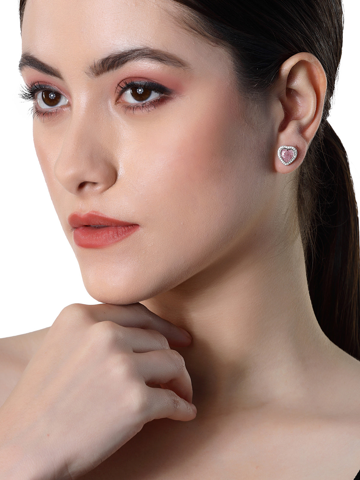 Pissara by Sukkhi Attractive 925 Sterling Silver Heart Shaped Cubic Zirconia Stud Earrings For Women & Girls|with Authenticity Certificate, 925 Stamp & 6 Months Warranty E105103