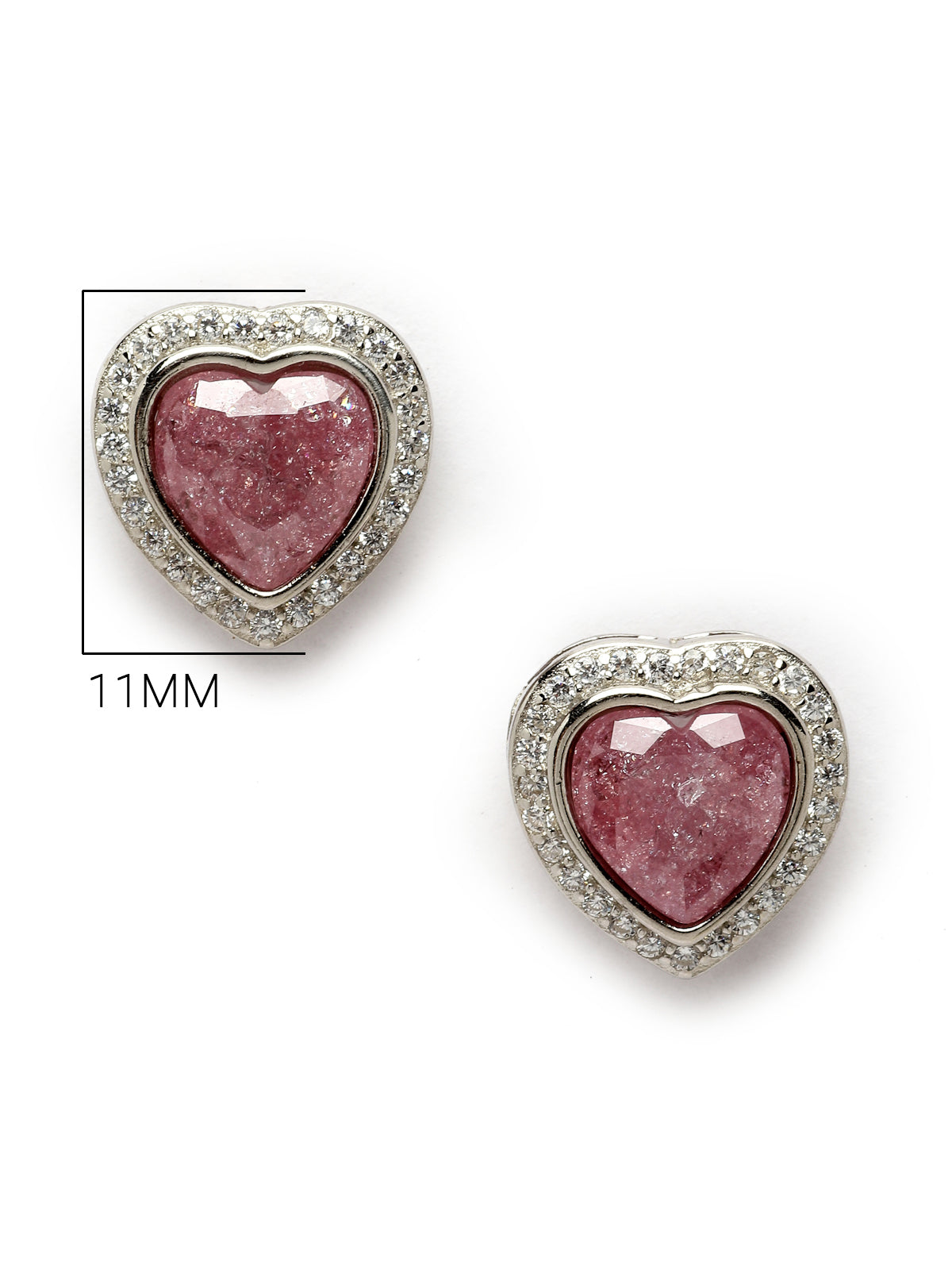 Pissara by Sukkhi Attractive 925 Sterling Silver Heart Shaped Cubic Zirconia Stud Earrings For Women & Girls|with Authenticity Certificate, 925 Stamp & 6 Months Warranty E105103