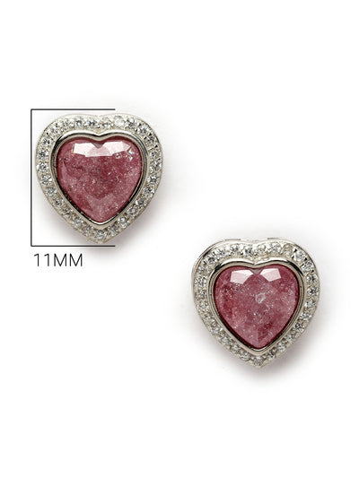 Pissara by Sukkhi Attractive 925 Sterling Silver Heart Shaped Cubic Zirconia Stud Earrings For Women & Girls|with Authenticity Certificate, 925 Stamp & 6 Months Warranty E105103