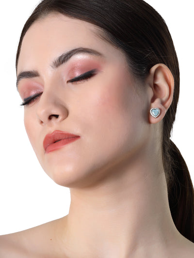 Pissara by Sukkhi Attractive 925 Sterling Silver Heart Shaped Cubic Zirconia Stud Earrings For Women & Girls|with Authenticity Certificate, 925 Stamp & 6 Months Warranty E105104