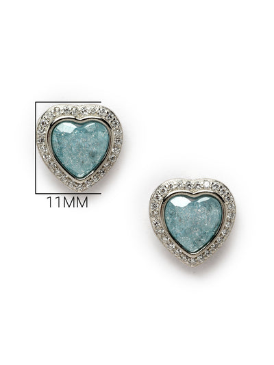 Pissara by Sukkhi Attractive 925 Sterling Silver Heart Shaped Cubic Zirconia Stud Earrings For Women & Girls|with Authenticity Certificate, 925 Stamp & 6 Months Warranty E105104