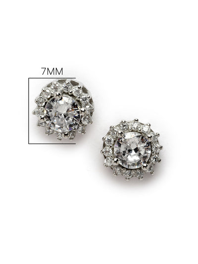 Pissara by Sukkhi Modern 925 Sterling Silver Round Shaped Cubic Zirconia Stud Earrings For Women & Girls|with Authenticity Certificate, 925 Stamp & 6 Months Warranty E105105