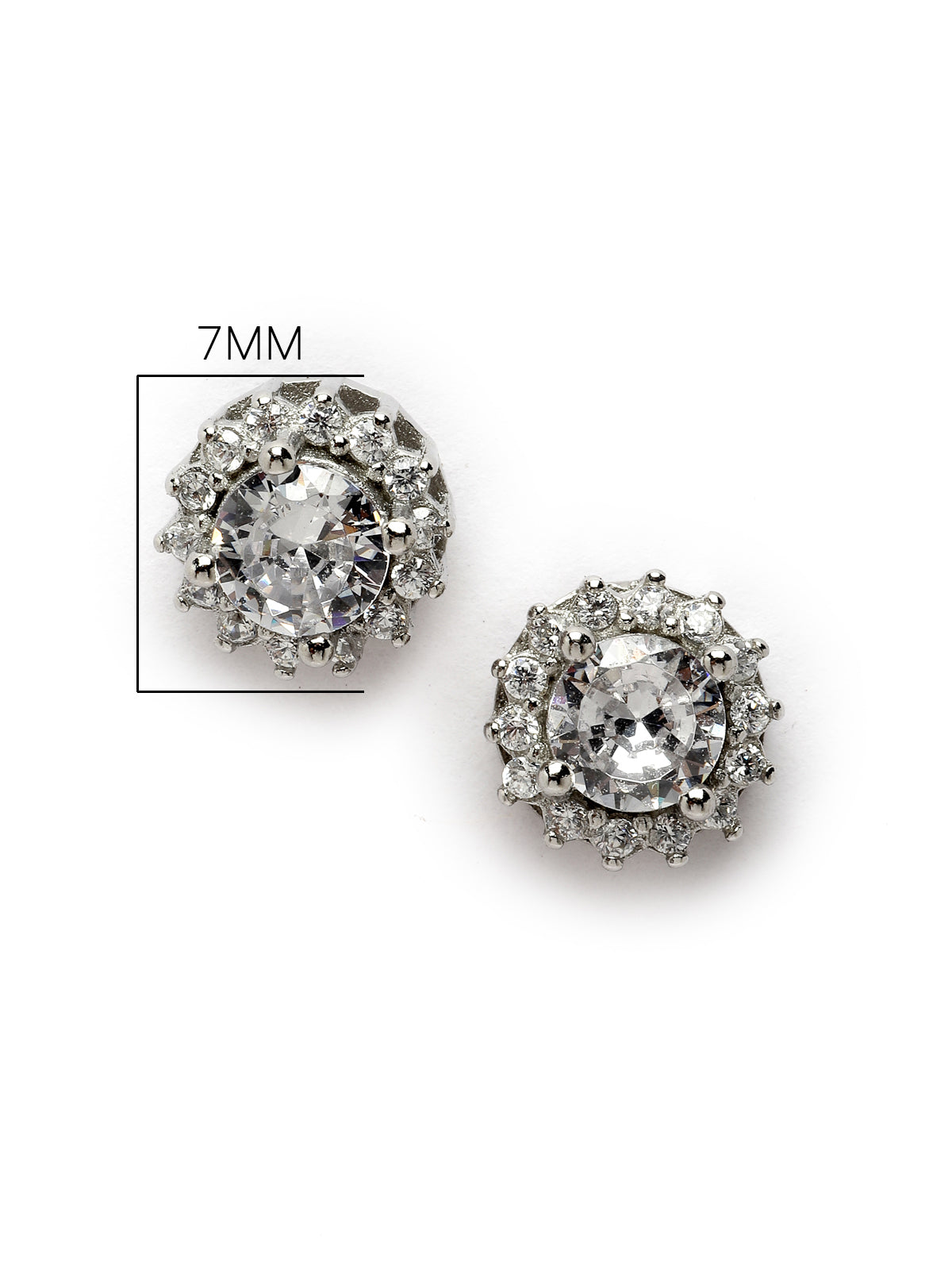Pissara by Sukkhi Modern 925 Sterling Silver Round Shaped Cubic Zirconia Stud Earrings For Women & Girls|with Authenticity Certificate, 925 Stamp & 6 Months Warranty E105105