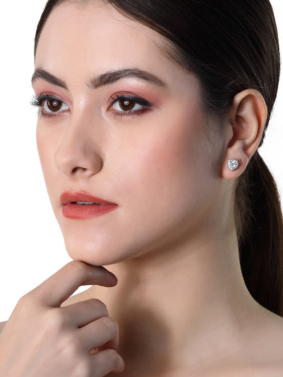 Pissara by Sukkhi Lavish 925 Sterling Silver  Cubic Zirconia Stud Earrings For Women & Girls|with Authenticity Certificate, 925 Stamp & 6 Months Warranty E105106