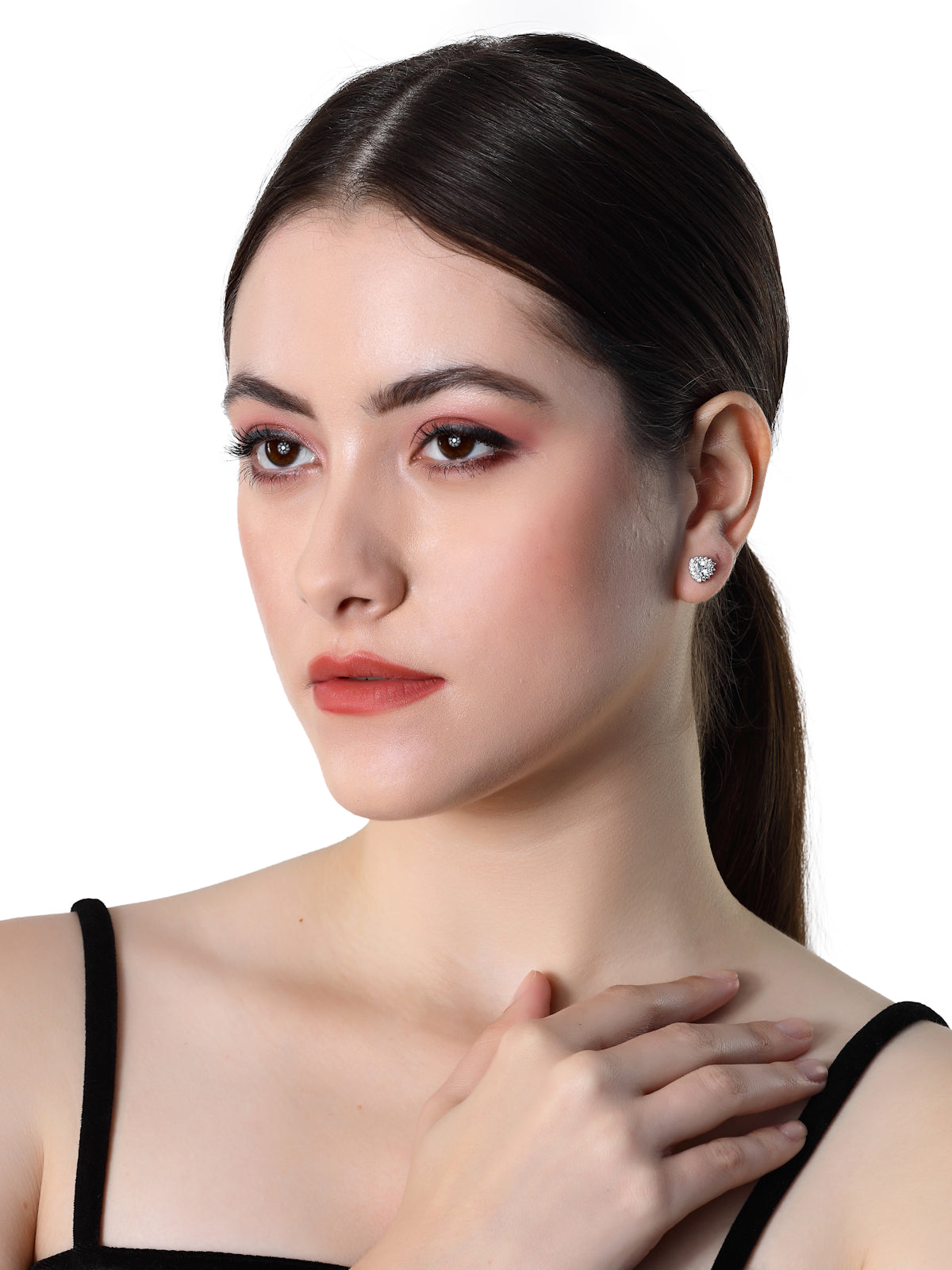 Pissara by Sukkhi Lavish 925 Sterling Silver  Cubic Zirconia Stud Earrings For Women & Girls|with Authenticity Certificate, 925 Stamp & 6 Months Warranty E105106