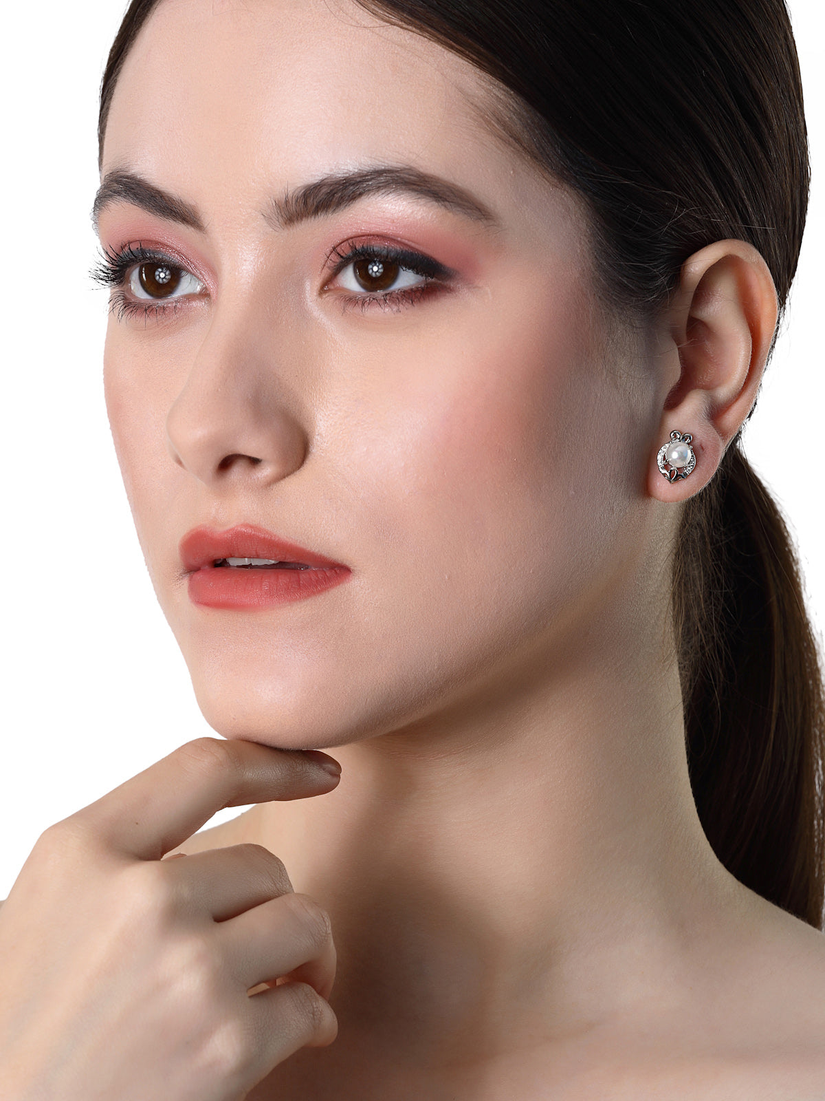 Pissara by Sukkhi Unique 925 Sterling Silver  Cubic Zirconia Stud Earrings For Women & Girls|with Authenticity Certificate, 925 Stamp & 6 Months Warranty E105107