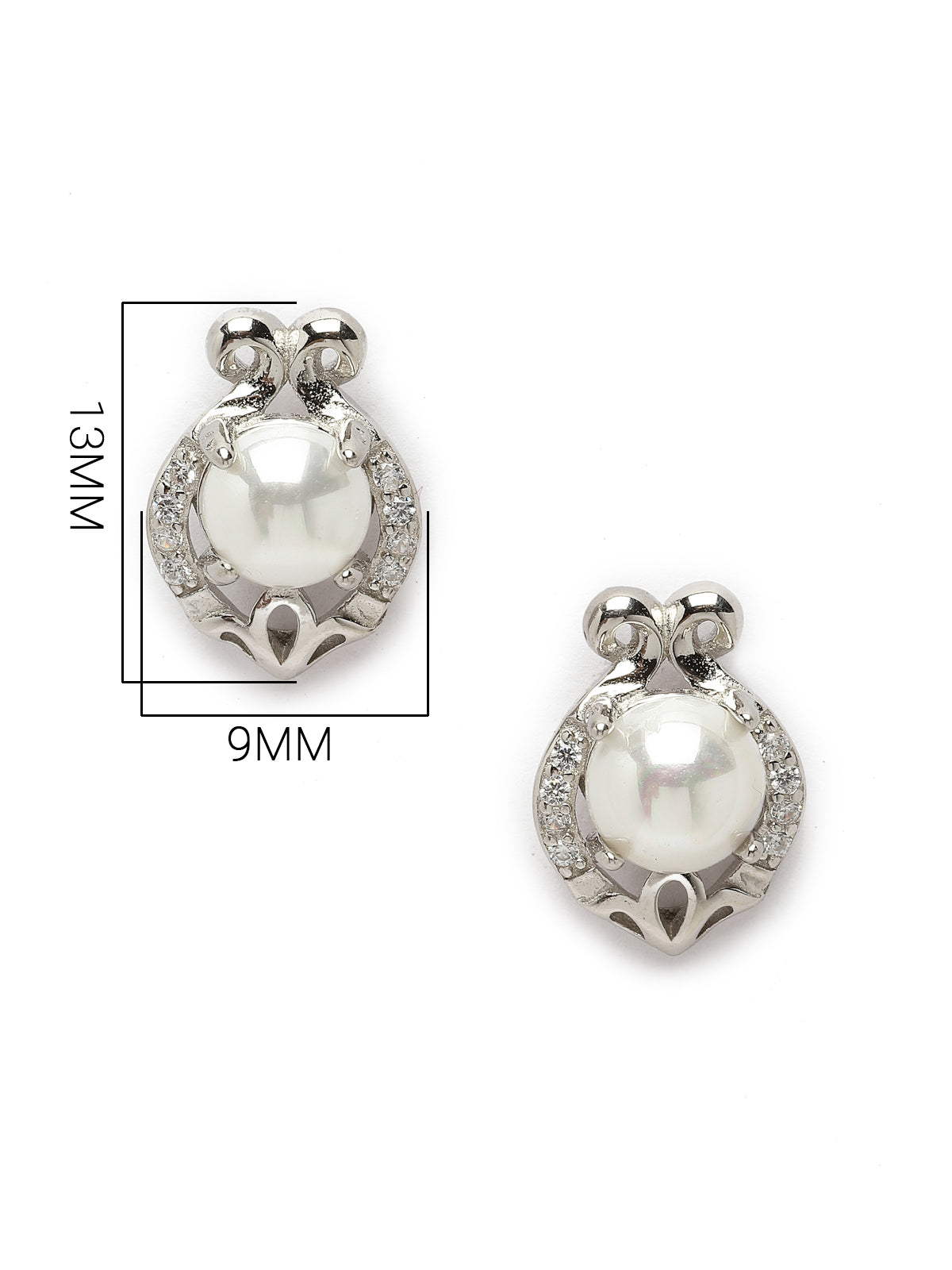 Pissara by Sukkhi Unique 925 Sterling Silver  Cubic Zirconia Stud Earrings For Women & Girls|with Authenticity Certificate, 925 Stamp & 6 Months Warranty E105107