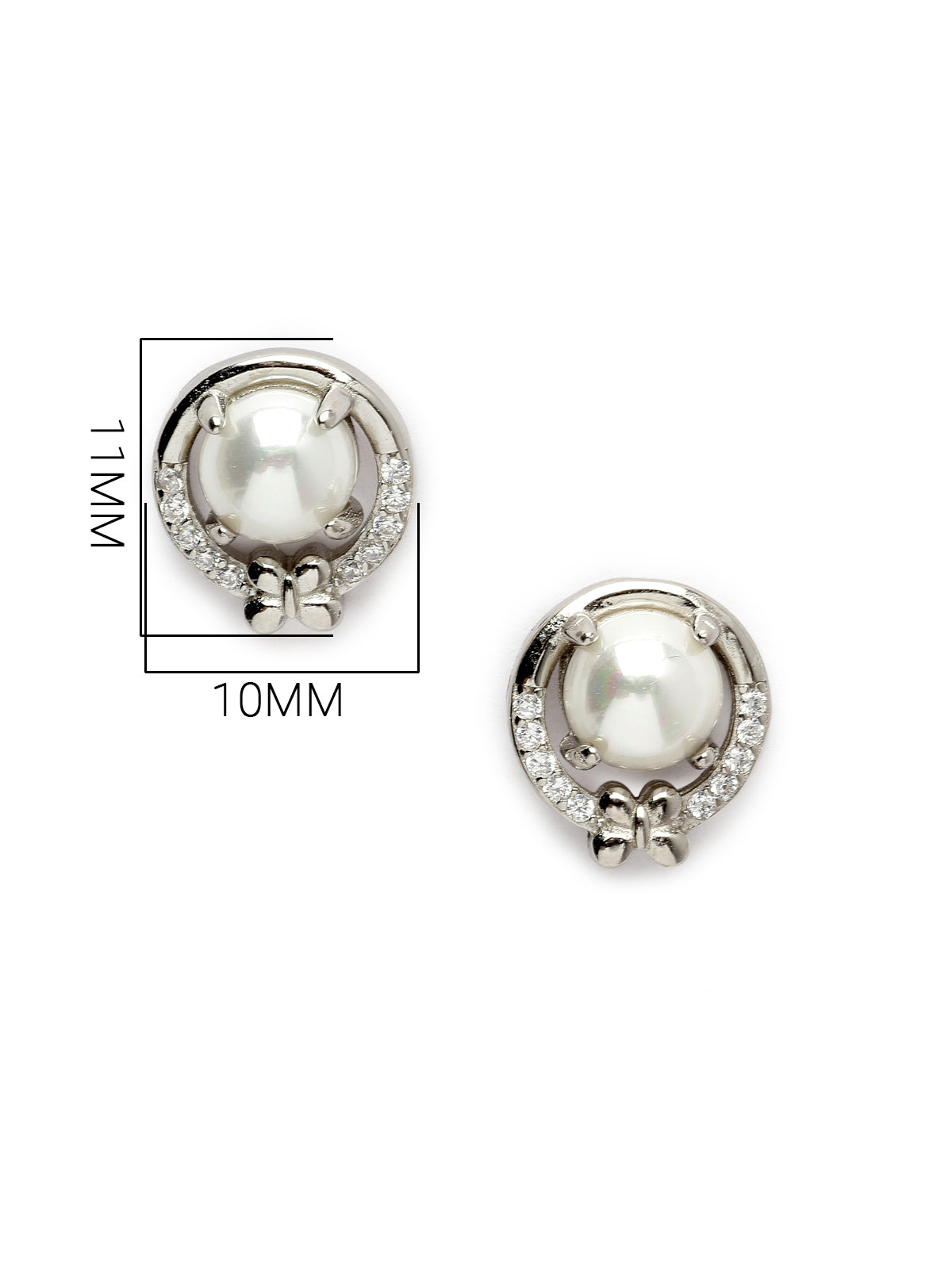 Pissara by Sukkhi Gleaming 925 Sterling Silver Round Shaped Cubic Zirconia Stud Earrings For Women & Girls|with Authenticity Certificate, 925 Stamp & 6 Months Warranty E105108