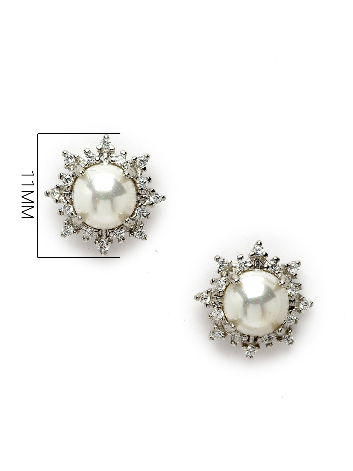 Pissara by Sukkhi Incredible 925 Sterling Silver Floral Shaped Cubic Zirconia Stud Earrings For Women & Girls|with Authenticity Certificate, 925 Stamp & 6 Months Warranty E105109