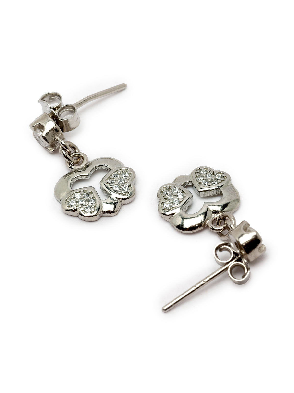 Pissara by Sukkhi Spectacular 925 Sterling Silver Heart Shaped Cubic Zirconia Dangle Earrings For Women & Girls|with Authenticity Certificate, 925 Stamp & 6 Months Warranty E105115