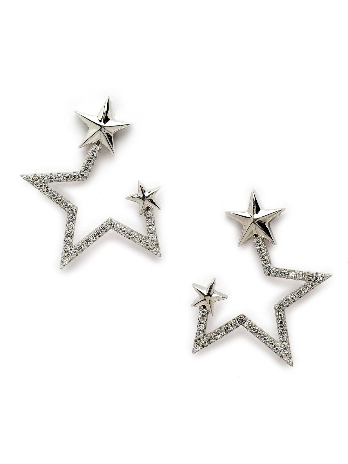 Pissara by Sukkhi Fancy 925 Sterling Silver Star Shaped Cubic Zirconia Stud Earrings For Women & Girls|with Authenticity Certificate, 925 Stamp & 6 Months Warranty E105130