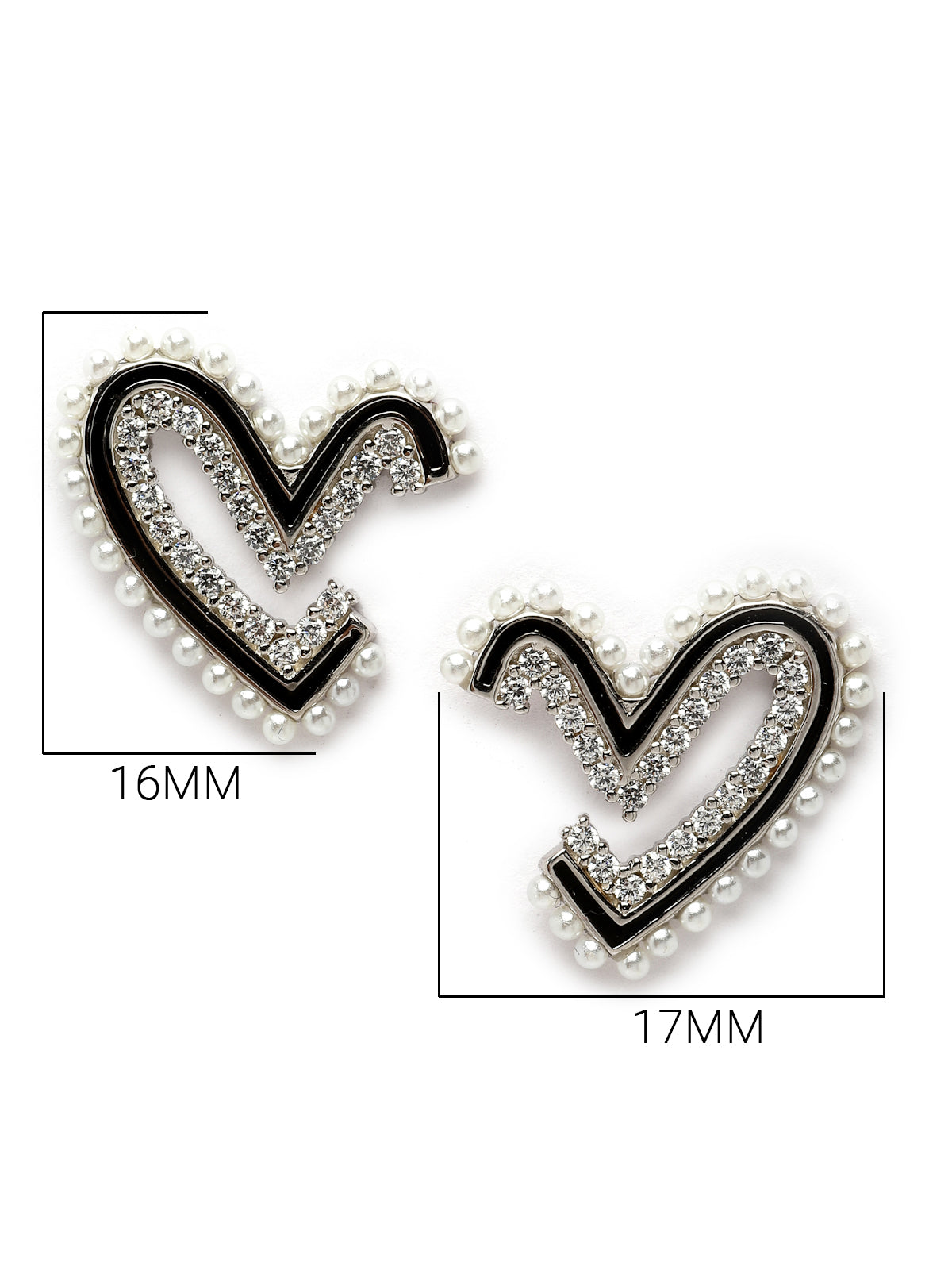 Pissara by Sukkhi Trendy 925 Sterling Silver Heart Shaped Cubic Zirconia Stud Earrings For Women & Girls|with Authenticity Certificate, 925 Stamp & 6 Months Warranty E105132