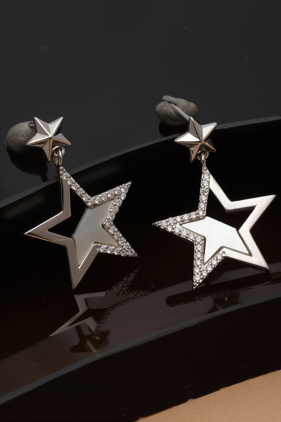 Pissara by Sukkhi Lovely 925 Sterling Silver Star Shaped Cubic Zirconia Dangle Earrings For Women & Girls|with Authenticity Certificate, 925 Stamp & 6 Months Warranty E105135