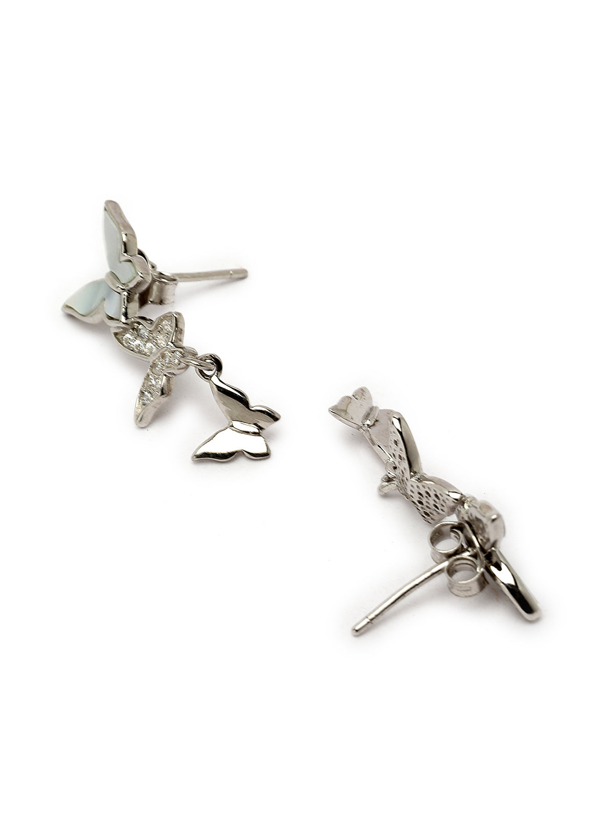 Pissara by Sukkhi Amazing 925 Sterling Silver Butterfly Shaped Cubic Zirconia Dangle Earrings For Women & Girls|with Authenticity Certificate, 925 Stamp & 6 Months Warranty E105136