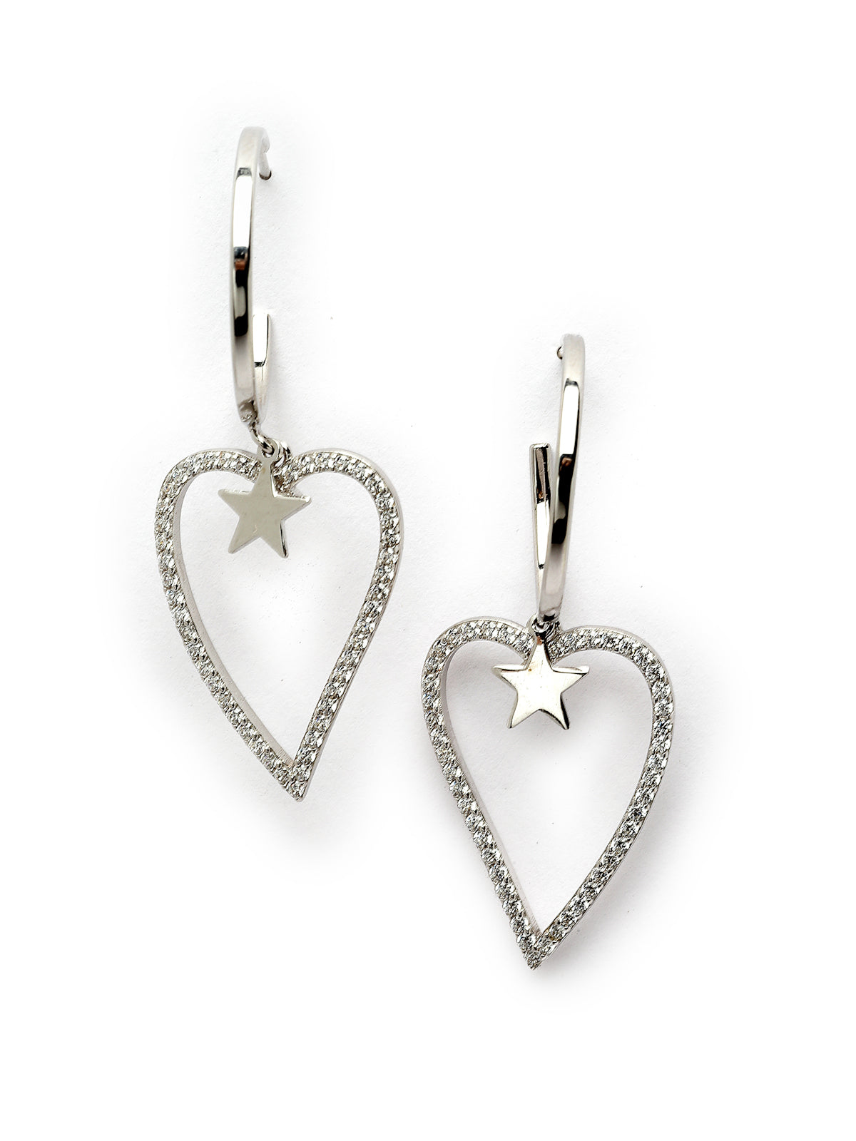 Pissara by Sukkhi Fabulous 925 Sterling Silver Star & Heart Shaped Cubic Zirconia Dangle Earrings For Women & Girls|with Authenticity Certificate, 925 Stamp & 6 Months Warranty E105138
