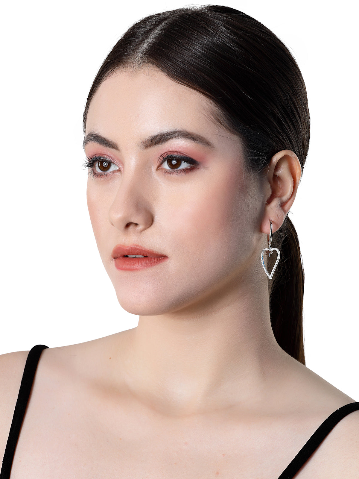 Pissara by Sukkhi Fabulous 925 Sterling Silver Star & Heart Shaped Cubic Zirconia Dangle Earrings For Women & Girls|with Authenticity Certificate, 925 Stamp & 6 Months Warranty E105138