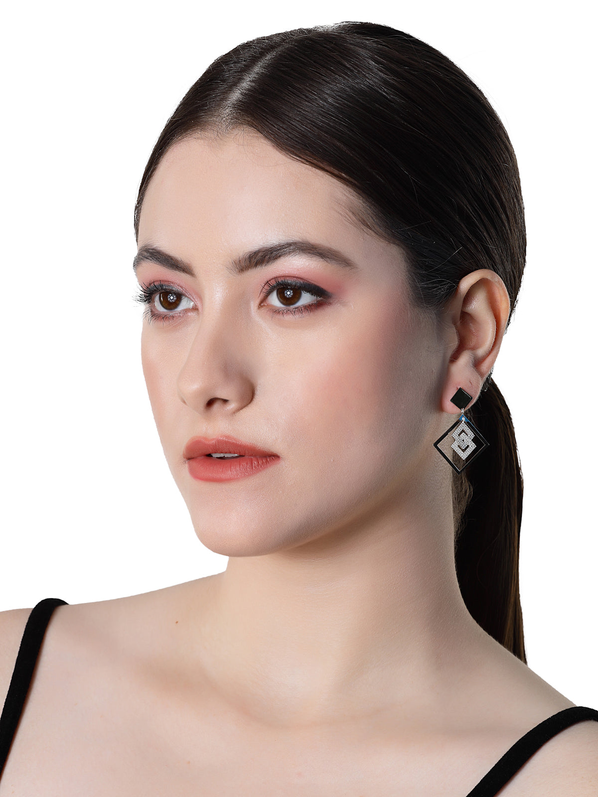 Pissara by Sukkhi Incredible 925 Sterling Silver Square Shaped Cubic Zirconia Dangle Earrings For Women & Girls|with Authenticity Certificate, 925 Stamp & 6 Months Warranty E105139