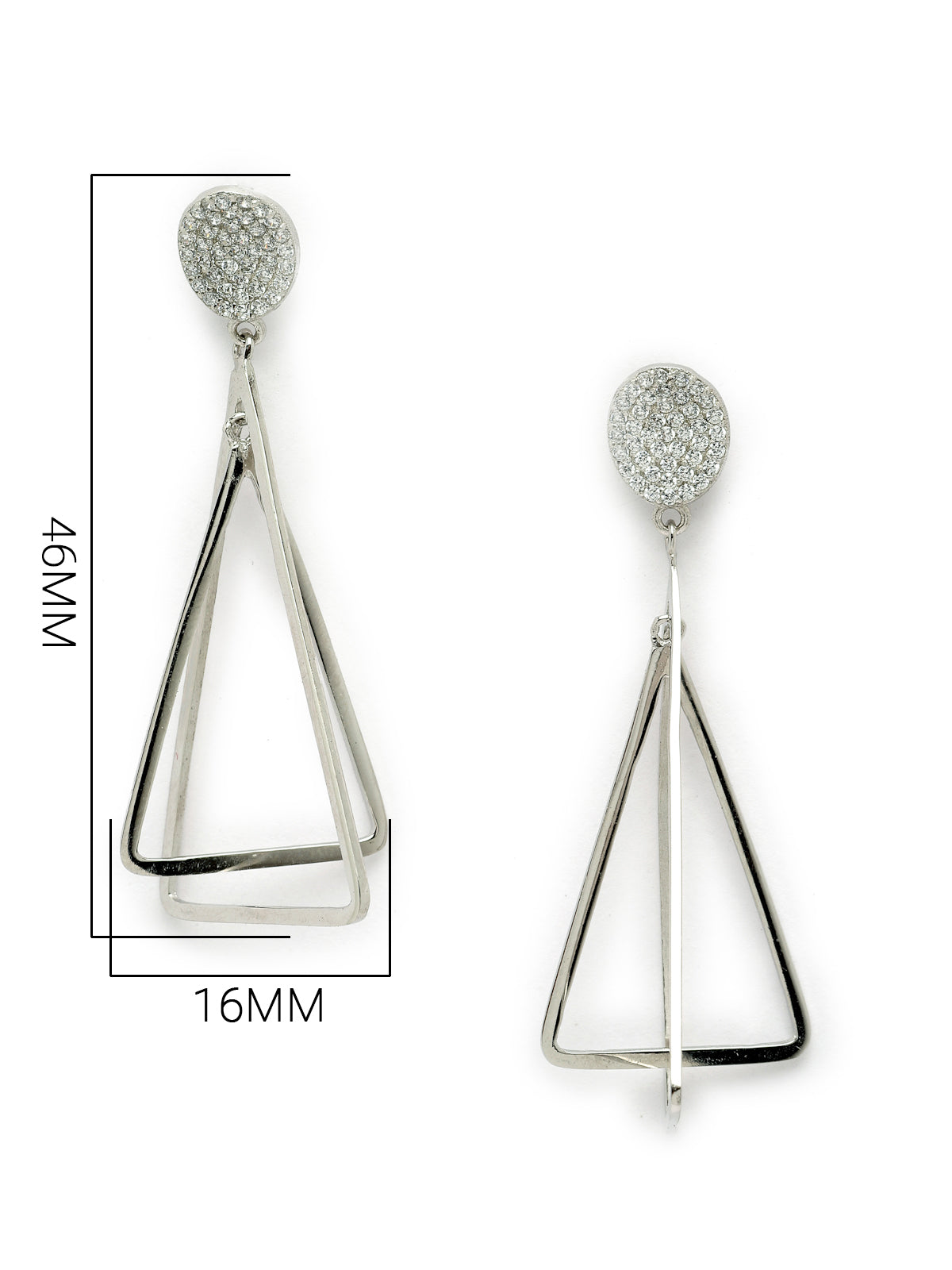 Pissara by Sukkhi Astonish 925 Sterling Silver Triangle Shaped Cubic Zirconia Dangle Earrings For Women & Girls|with Authenticity Certificate, 925 Stamp & 6 Months Warranty E105141