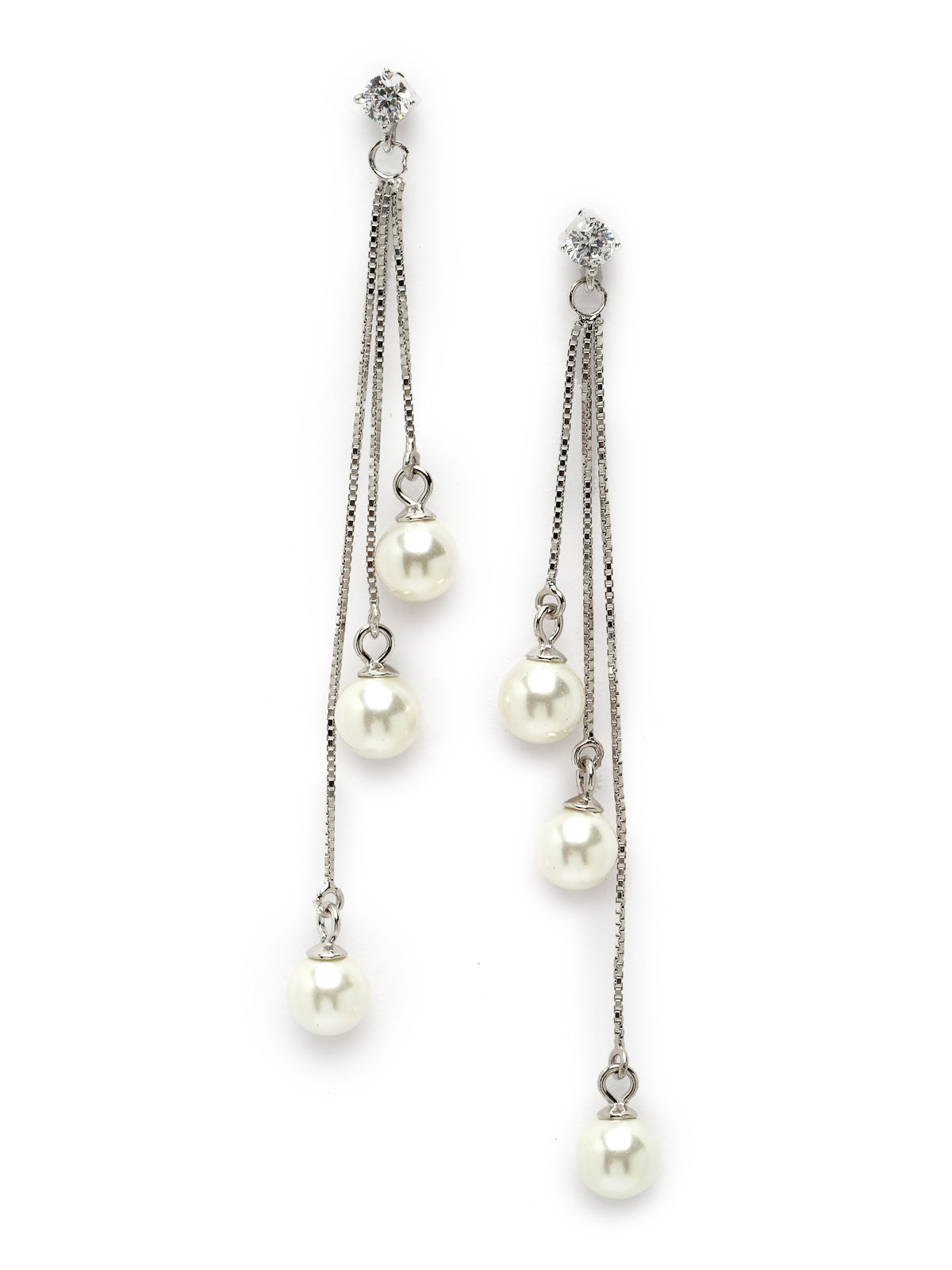 Pissara by Sukkhi Charming 925 Sterling Silver  Cubic Zirconia Dangle Earrings For Women & Girls|with Authenticity Certificate, 925 Stamp & 6 Months Warranty E105146