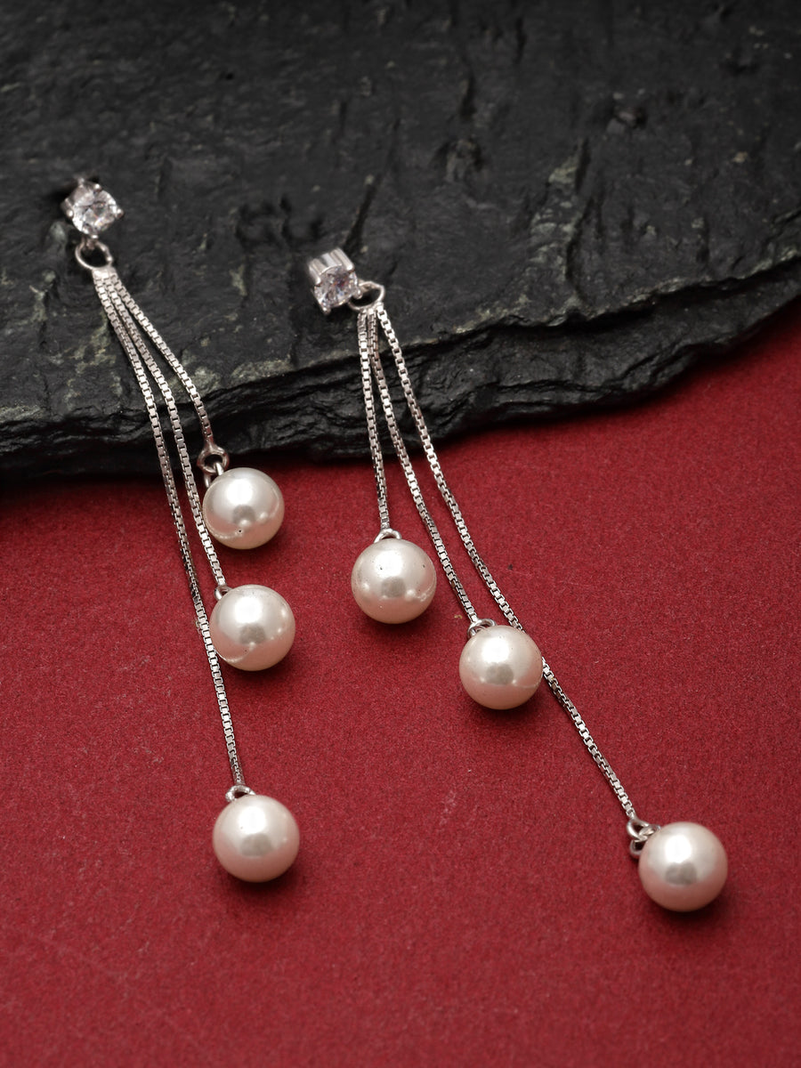 Pissara by Sukkhi Charming 925 Sterling Silver  Cubic Zirconia Dangle Earrings For Women & Girls|with Authenticity Certificate, 925 Stamp & 6 Months Warranty E105146