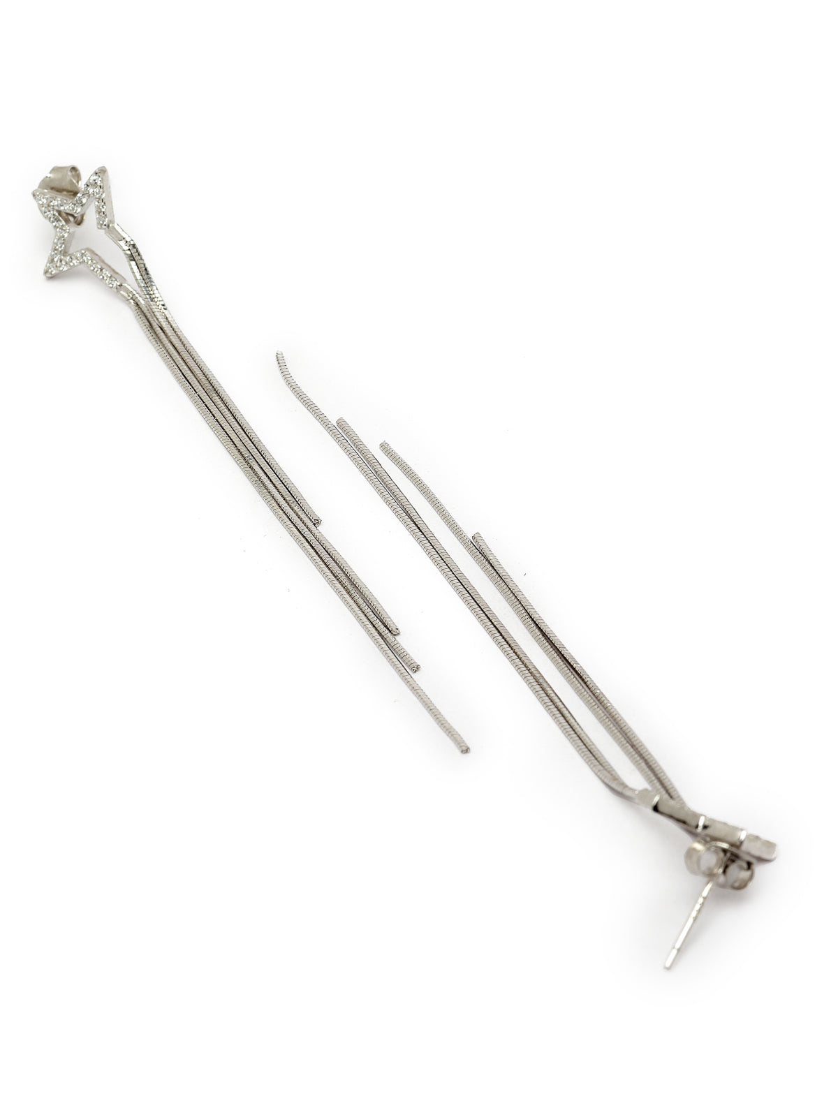 Pissara by Sukkhi Angelic 925 Sterling Silver Star Shaped Cubic Zirconia Dangle Earrings For Women & Girls|with Authenticity Certificate, 925 Stamp & 6 Months Warranty E105147