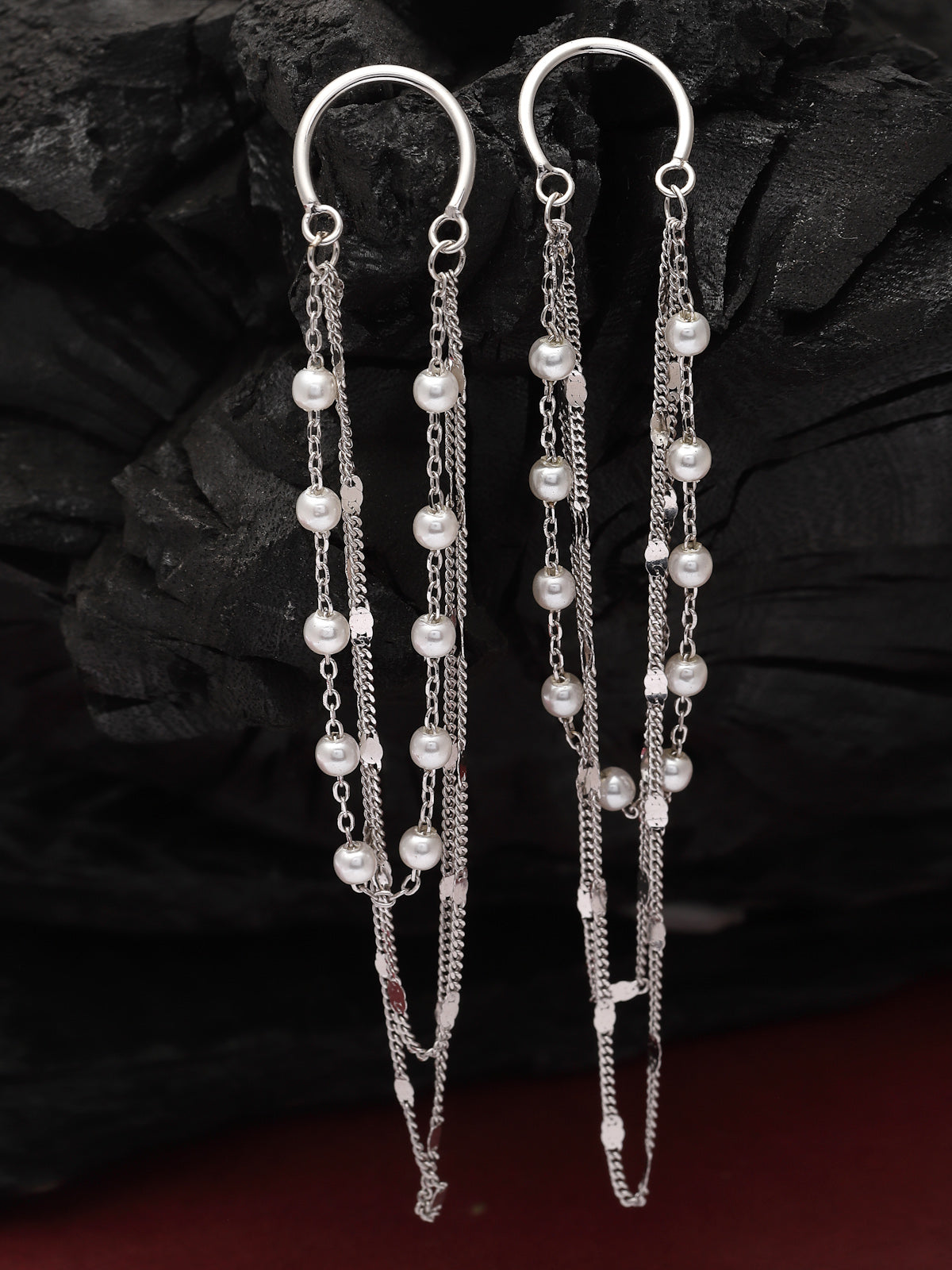 Pissara by Sukkhi Glorious 925 Sterling Silver Round Shaped Cubic Zirconia Dangle Earrings For Women & Girls|with Authenticity Certificate, 925 Stamp & 6 Months Warranty E105148